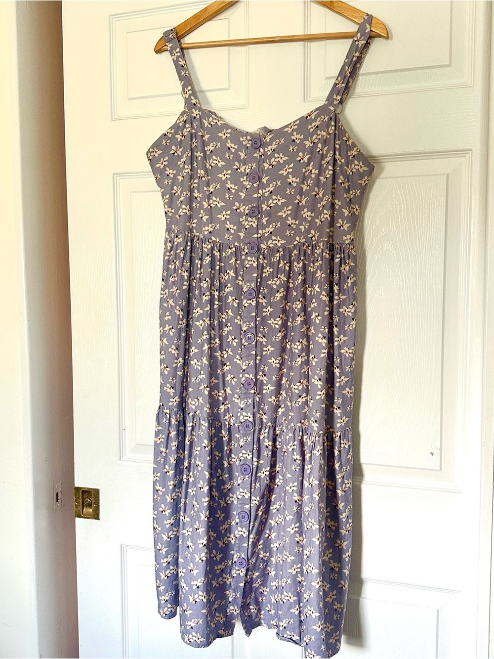Purple Floral Button-Front Sundress